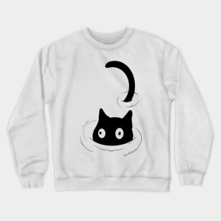 swimming black cat Crewneck Sweatshirt